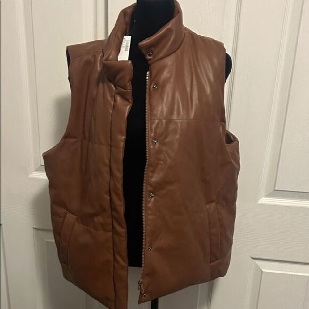 NWT Maurices Brown faux leather Vest for Women